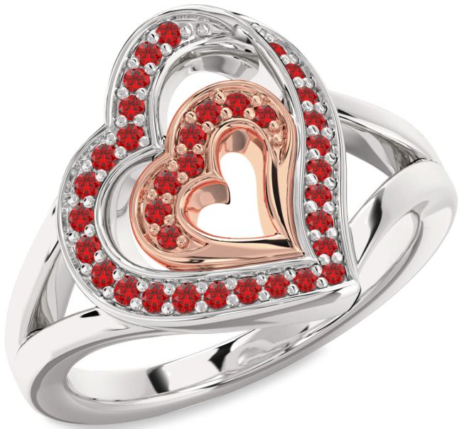 Ruby Rose Gold Silver Heart Ring