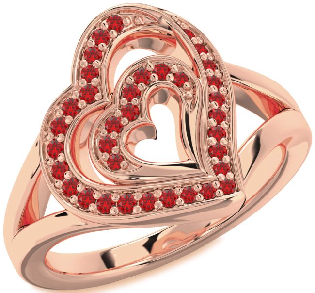 Ruby Rose Gold Heart Ring