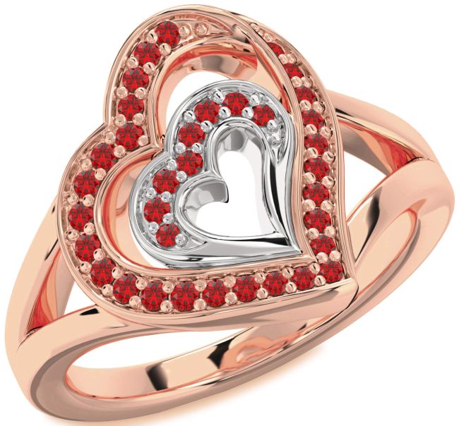 Ruby Rose Gold Silver Heart Ring