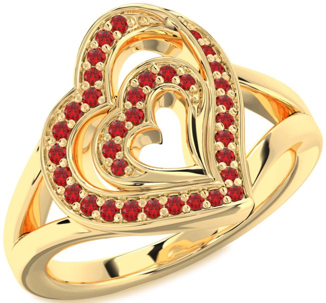 Ruby Gold Heart Ring