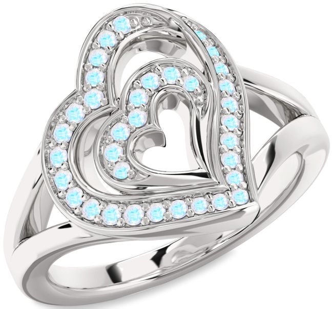 Moonstone Platinum Heart Ring