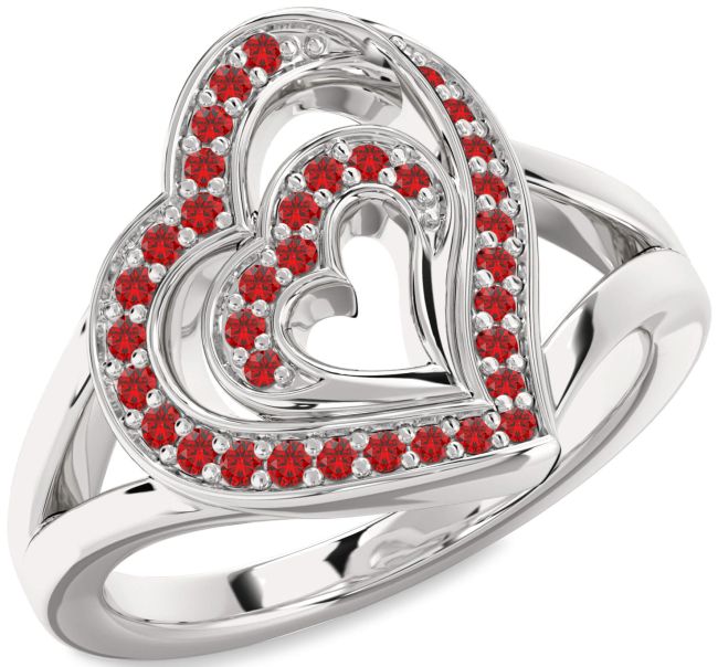 Ruby Platinum Heart Ring