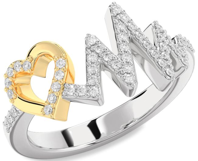 Diamond Platinum & Yellow Gold Heart Ring