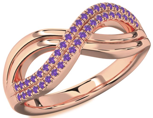 Amethyst Rose Gold Infinity Round Ring