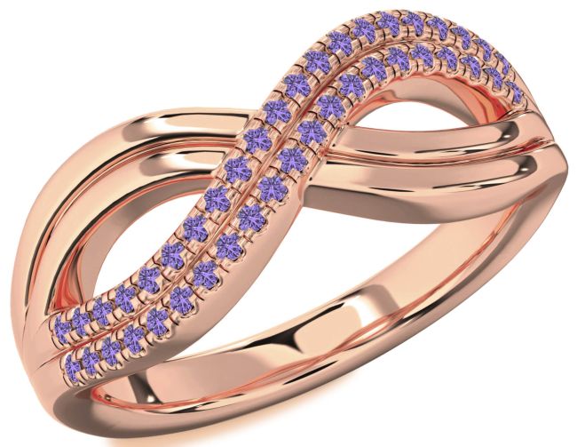 Alexandrite Rose Gold Silver Infinity Round Ring