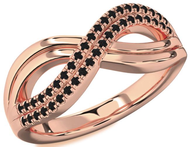 Black Diamond Rose Gold Infinity Round Ring