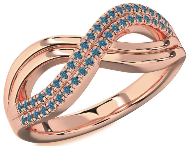 Blue Diamond Rose Gold Infinity Round Ring
