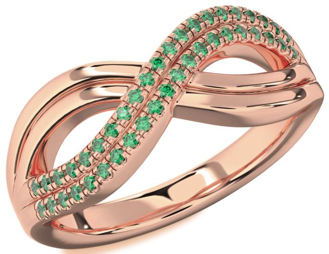 Emerald Rose Gold Infinity Round Ring