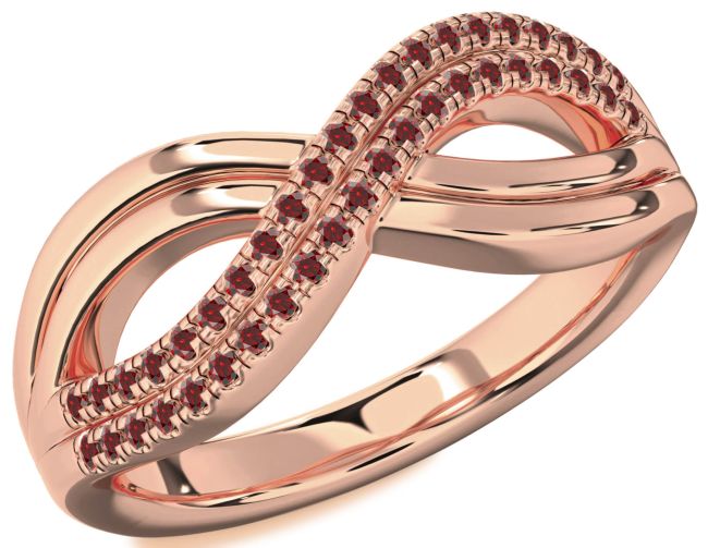 Garnet Rose Gold Infinity Round Ring