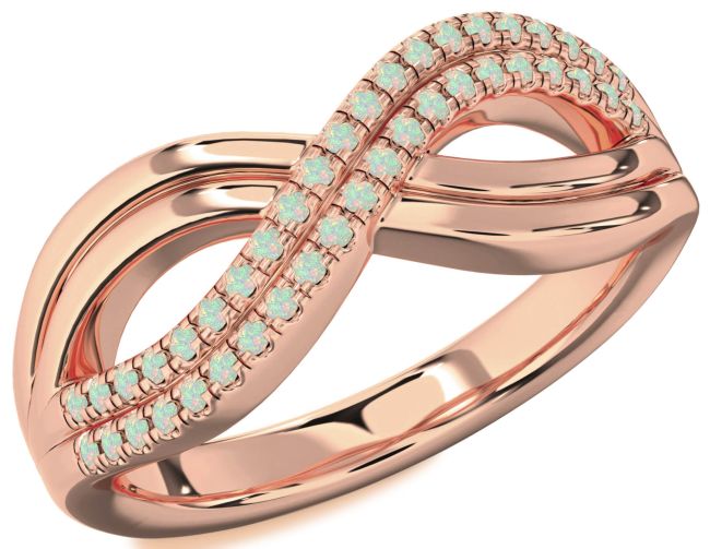Opal Rose Gold Infinity Round Ring