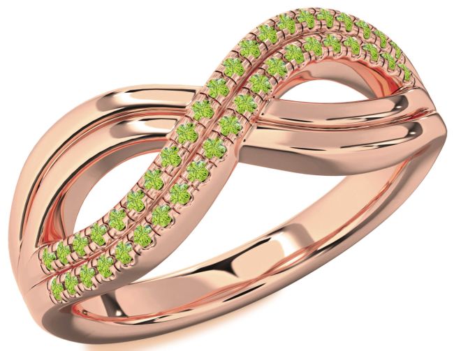 Peridot Rose Gold Silver Infinity Round Ring