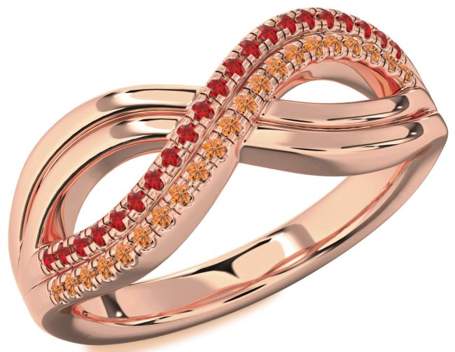 Ruby & Citrine Rose Gold Infinity Round Promise Ring