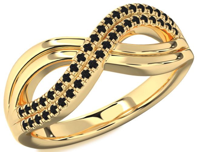Black Diamond Gold Infinity Round Ring