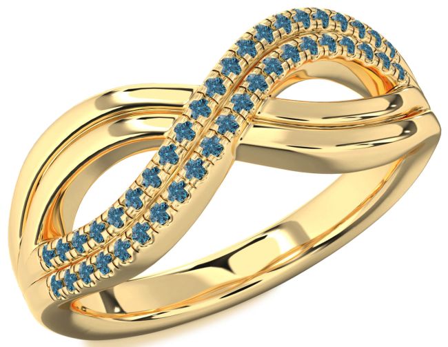 Blue Diamond Gold Silver Infinity Round Ring