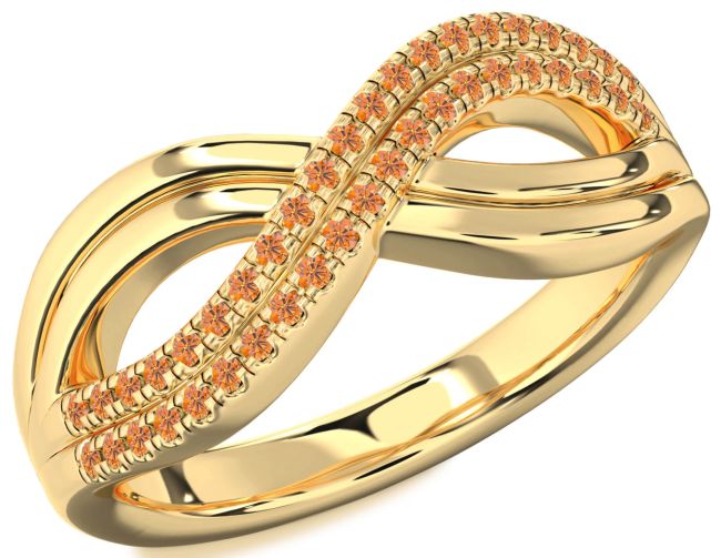Citrine Gold Silver Infinity Round Ring