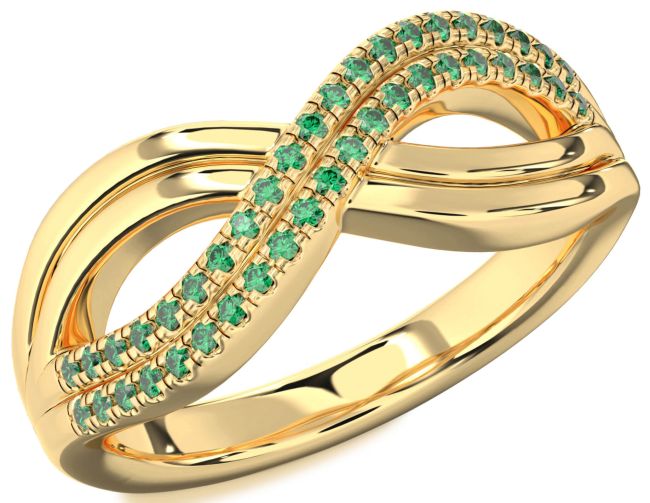 Emerald Gold Infinity Round Ring