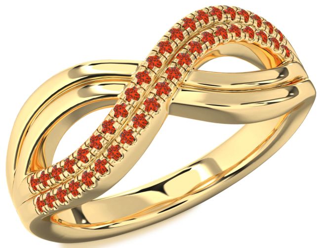 Fire Opal Gold Infinity Round Ring