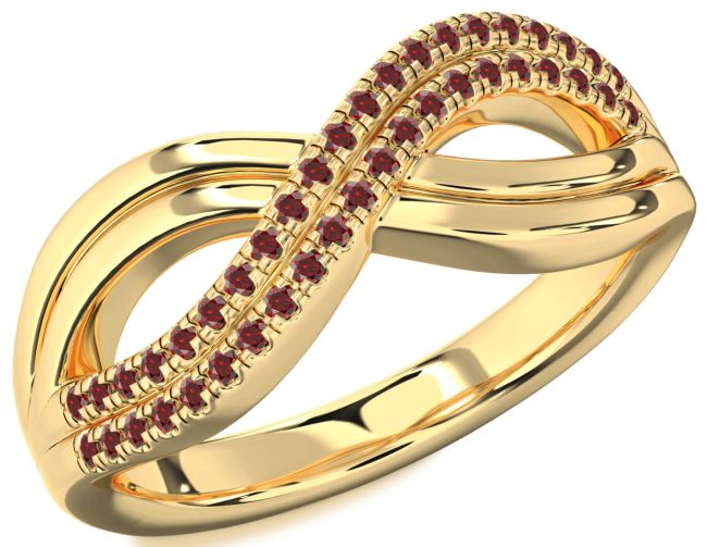 Garnet Gold Infinity Round Ring