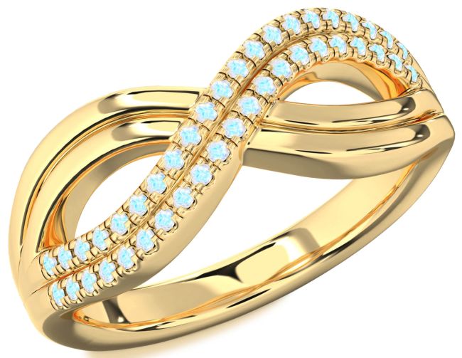 Moonstone Gold Silver Infinity Round Ring