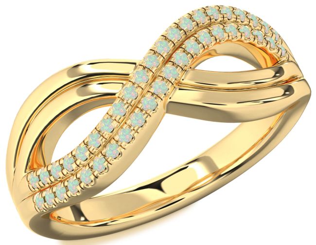 Opal Gold Infinity Round Ring