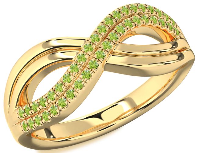 Peridot Gold Infinity Round Ring