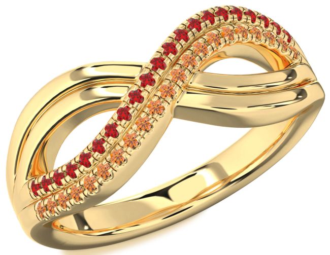 Ruby & Citrine Gold Infinity Round Promise Ring