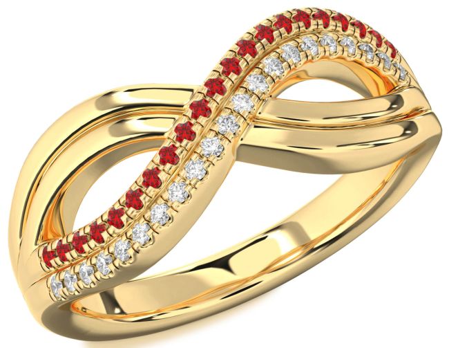 Diamond & Ruby Gold Infinity Round Promise Ring