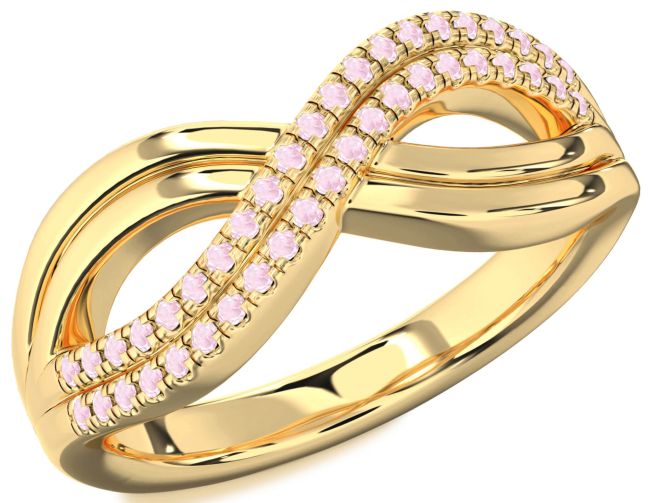 Rose Quartz Gold Silver Infinity Round Ring