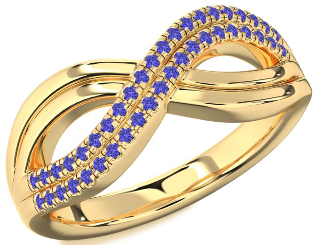Tanzanite Gold Silver Infinity Round Ring