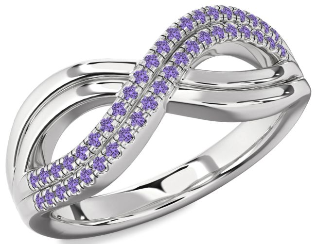 Alexandrite Silver Infinity Round Ring