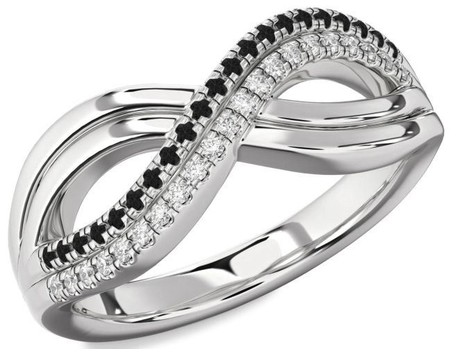 Black Diamond Silver Infinity Round Promise Ring