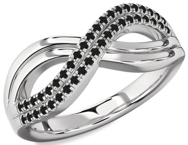 Black Diamond Silver Infinity Round Ring