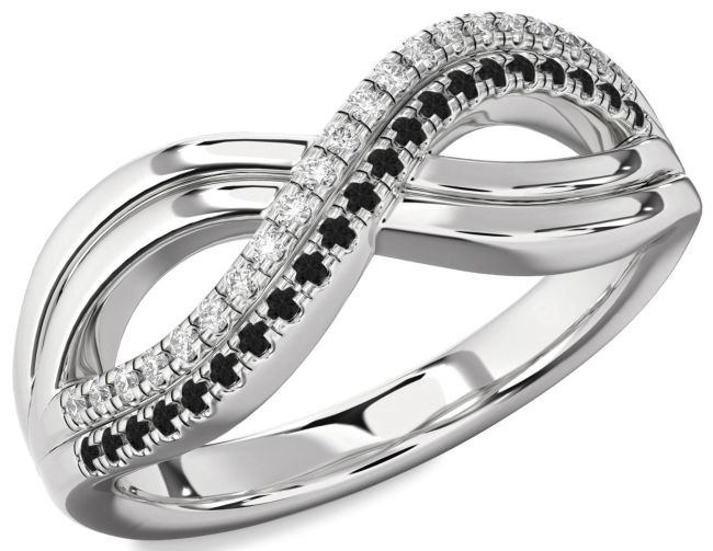 Black Diamond Platinum Infinity Round Promise Ring