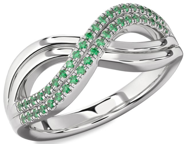 Emerald Platinum Infinity Round Ring