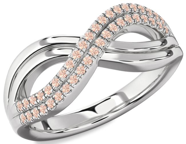 Morganite Silver Infinity Round Ring