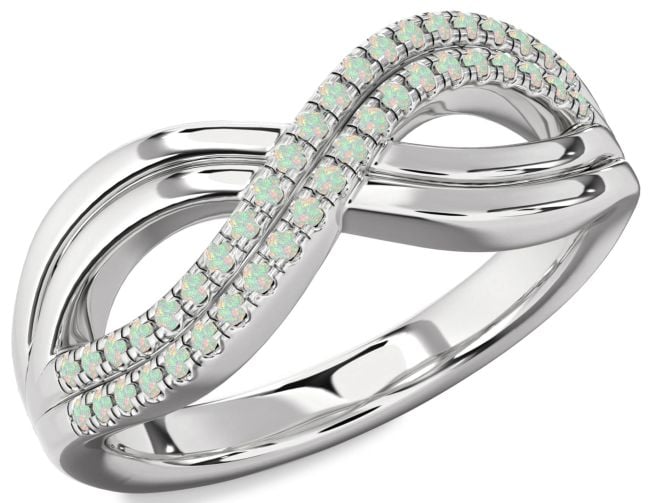 Opal Silver Infinity Round Ring