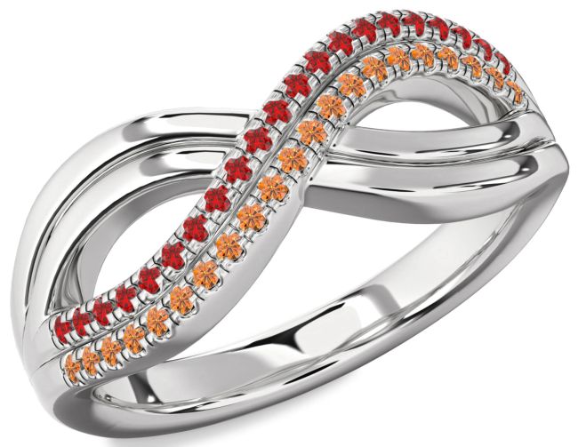 Ruby & Citrine Silver Infinity Round Promise Ring