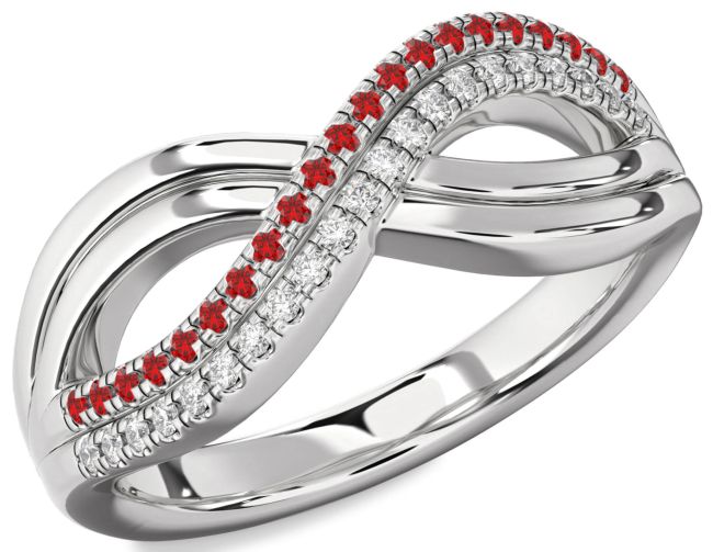 Diamond & Ruby Silver Infinity Round Promise Ring