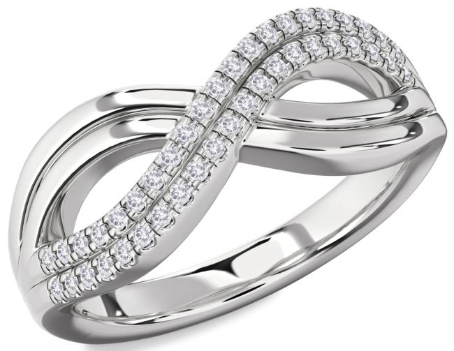Salt & Pepper Diamond Silver Infinity Round Ring