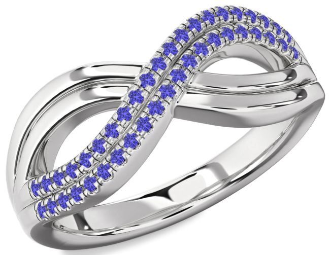 Tanzanite Silver Infinity Round Ring