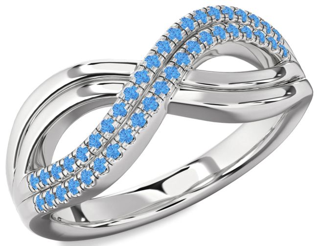 Swiss Blue Topaz Silver Infinity Round Ring