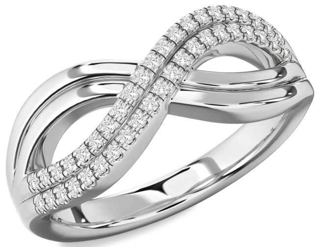 White Sapphire Silver Infinity Round Ring