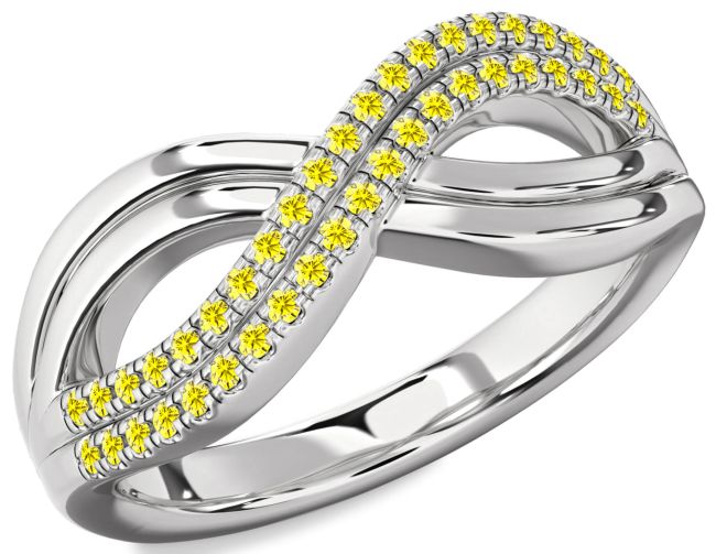 Yellow Sapphire Silver Infinity Round Ring