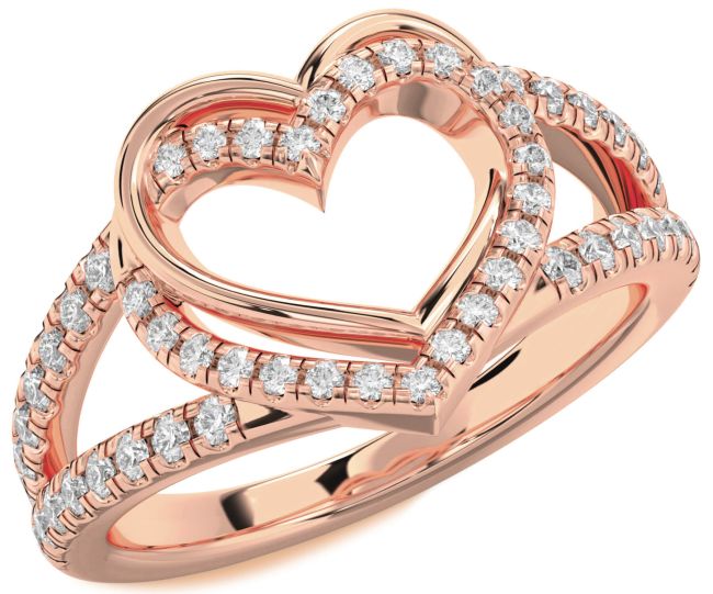 Diamond Rose Gold Heart Ring