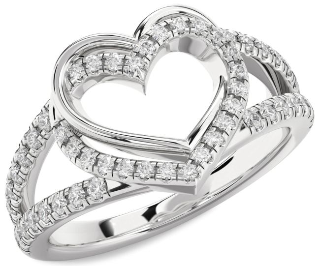 Diamond Silver Heart Ring