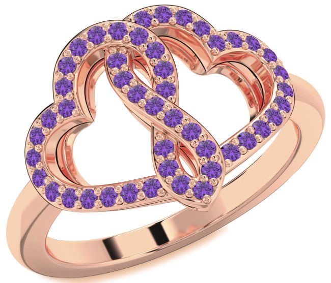 Amethyst Rose Gold Heart Infinity Ring