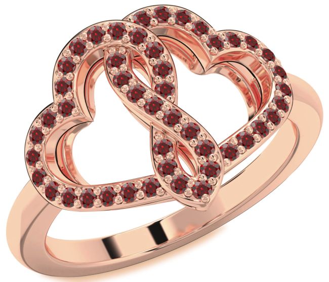 Garnet Rose Gold Heart Infinity Ring