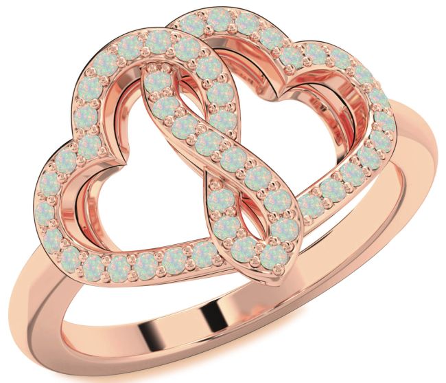 Opal Rose Gold Heart Infinity Ring