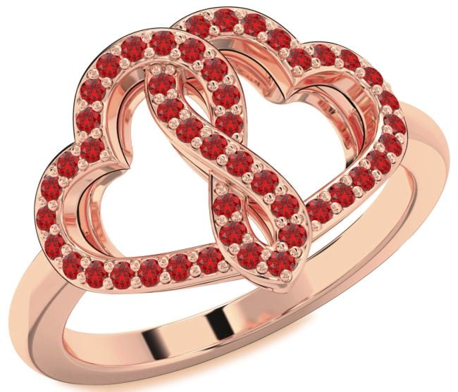 Ruby Rose Gold Heart Infinity Ring