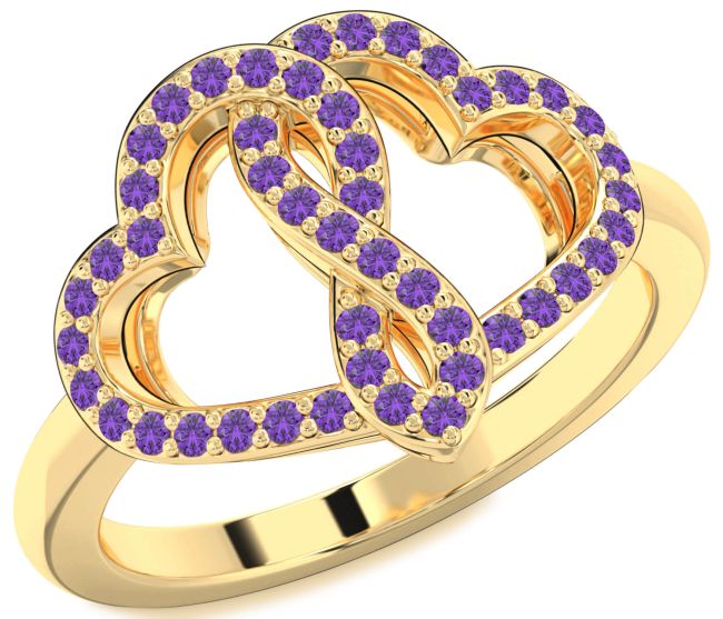 Amethyst Gold Heart Infinity Ring